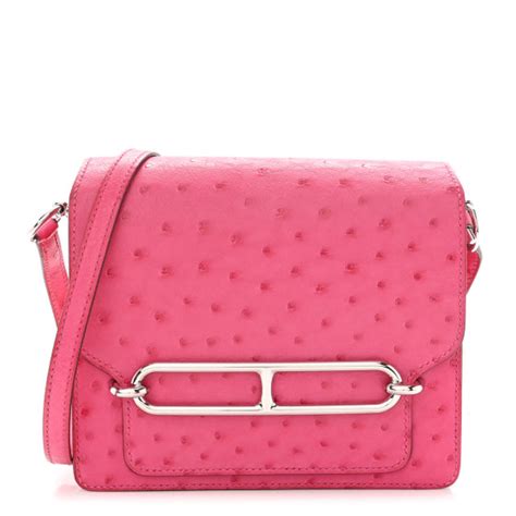 HERMES Ostrich Mini Sac Roulis Rose Tyrien 